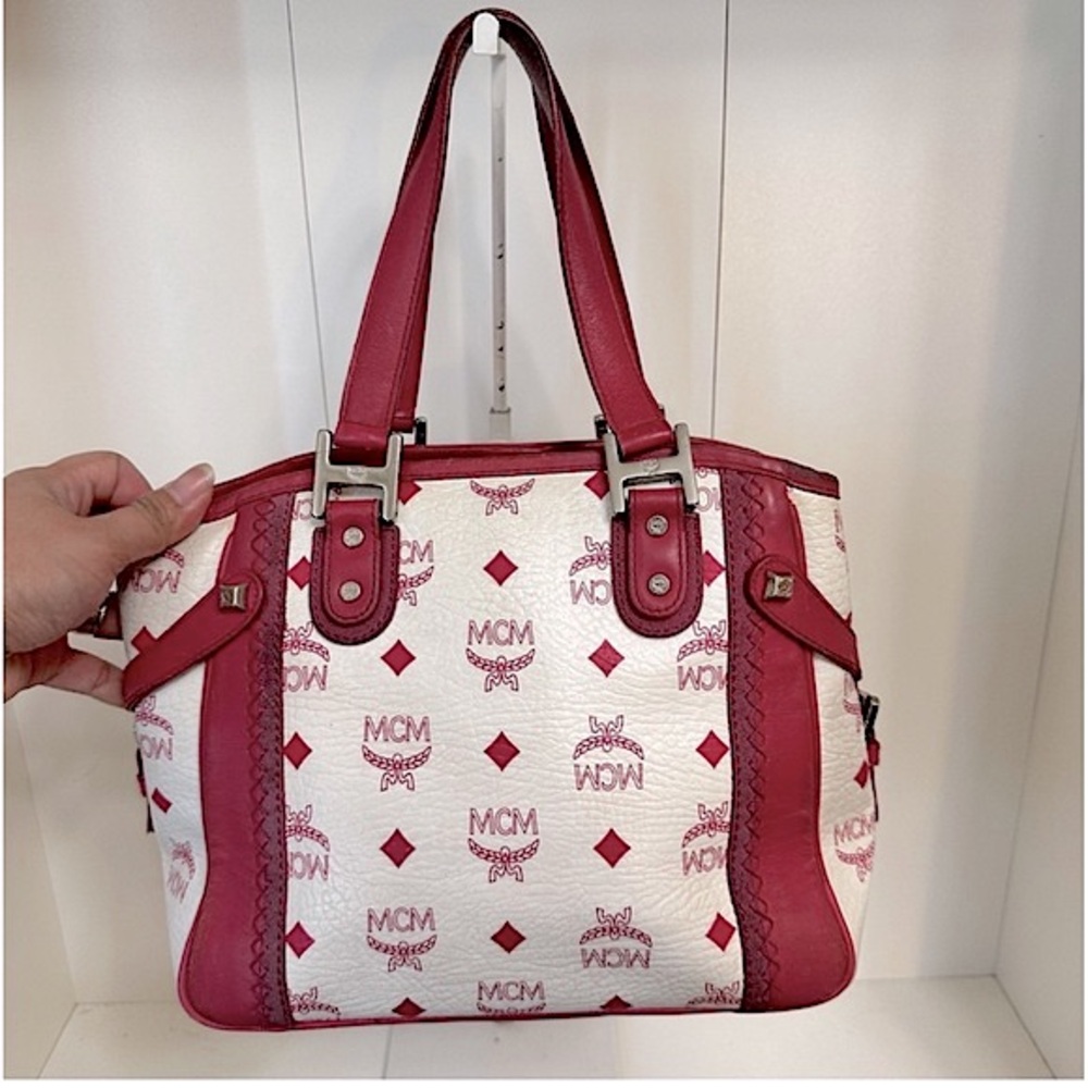 ADORABLE Pink & White MCM Visetos Mini Tote